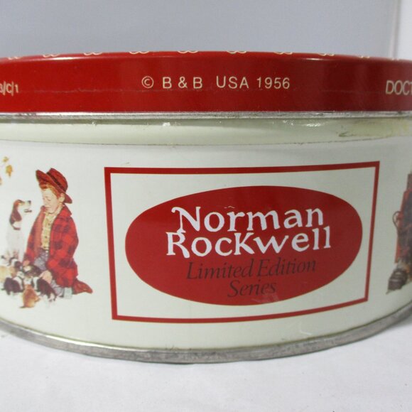 Vintage 1985 Norman Rockwell Ltd Ed Round Cookie Biscuit Tin Doctor & Doll - Picture 8 of 9
